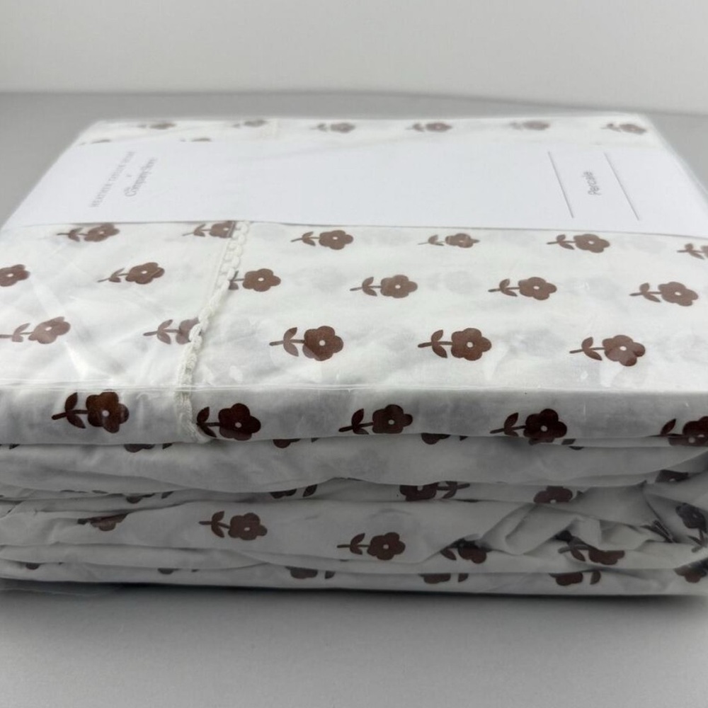 The Company Store x Heather Taylor Home King Sheet Set Nutmeg Floral Percale - Picture 8 of 8